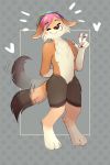  &lt;3 2:3 absurd_res anonymous_artist anthro blush canid canine clothing fennec fox hi_res male mammal multicolored_clothing pawpads rainbow_clothing sammy_contalies smiling_at_viewer solo tailwag waving_at_viewer 