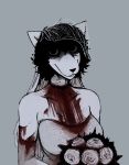  anthro blood blood_on_clothing bodily_fluids bouquet bride canid canine canis clothing domestic_dog dress female ghost ghost_pupper hair hi_res hladilnik mammal short_hair slit_throat solo spirit undead veil wedding_dress 