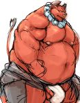  2020 anthro balls belly bovid bovine cattle clothing genitals hi_res kemono kotobuki male mammal moobs navel nipples overweight overweight_anthro overweight_male penis simple_background sketch solo underwear white_background 