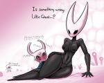  2020 5:4 5_fingers ambiguous_gender anthro arthropod black_body blush bodily_fluids breasts digital_media_(artwork) duo english_text fecharis female fingers genitals hollow_knight hornet_(hollow_knight) insect larger_female latiar nipples nude profanity protagonist_(hollow_knight) pussy simple_background size_difference smaller_ambiguous sweat team_cherry text vessel_(species) video_games 