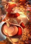  absurd_res anthro big_breasts big_butt breasts butt cervid female hi_res huge_breasts huge_butt kyuuri looking_back mammal rear_view snow snowing thick_thighs 