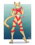  2020 anthro bow breasts chrstmas covering digital_color digital_media_(artwork) felid female festive furry gift holidayalayra invalid_tag leopard mammal pantherine ribbons smile solo stogiegoatarts wrapping 