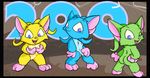  200 acara anthro anthrofied back_turned blue_fur butt cub female fur green_fur group neopets nipples nude open_mouth presenting pussy tongue tongue_out unknown_artist yellow_fur young 