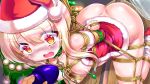  1girl arms_behind_back ass azur_lane bdsm blonde_hair blush bondage bound breasts butt_plug chain christmas collar commentary_request eyebrows eyebrows_visible_through_hair eyes_visible_through_hair hat highres juneau_(azur_lane) leash long_hair looking_at_object mndqn nipple_clamps nipples open_mouth rope santa_costume santa_hat scared sex sex_toy shibari small_breasts solo tearing_up tears tube vibrator vibrator_on_nipple wooden_horse yellow_eyes 