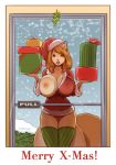  anthro breasts christmas christmas_clothing clothing english_text female gift holidays mammal mistletoe penny_flynn plant rodent sciurid snow solo text zaftigbunnypress 