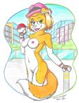  alternate_species anthro border_collie breasts canid canine canis city collie domestic_dog female genitals herding_dog hi_res mammal naturism naturist nintendo nude nudism nudist outside pastoral_dog pok&eacute;ball pok&eacute;mon pok&eacute;mon_trainer pussy serena_(pok&eacute;mon) sheepdog silversimba01 solo video_games 