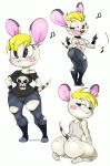 animal_crossing anthro bella_(animal_crossing) blonde_hair blush blush_stickers bone bottomwear breasts butt clothed clothing denim denim_clothing edit female footwear freckles fur hair hi_res jeans kneeling looking_back mammal mouse murid murine musical_note nintendo open_mouth pants punk purple_yoshi_draws rodent short_stack simple_background skull socks solo standing thick_thighs torn_bottomwear torn_clothing torn_pants video_games white_background white_body white_fur wide_hips 