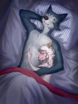  2020 alienlin angora_goat anthro beastars bed bed_covers bedding black_nose bovid canid canine canis caprine countershade_face countershade_torso countershading digital_media_(artwork) domestic_goat duo els_(beastars) embrace eyes_closed female fur furniture goat grey_body grey_fur hand_behind_head hand_on_arm hand_on_chest hi_res hug inner_ear_fluff interspecies larger_male legoshi_(beastars) lying male male/female mammal nude on_back on_bed on_side pillow predator/prey romantic_couple size_difference sketch sleeping smaller_female smile tuft under_covers white_body white_fur white_wool wolf wool_(fur) 