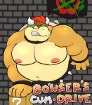  2020 ?_block anthro belly bowser brick_wall christmas clenched_teeth cocoronut glory_hole graffiti holidays koopa male mario_bros nintendo nipples pecs scalie slightly_chubby solo stuck teeth video_games wall_(structure) 