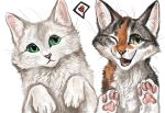  2020 4_toes digital_media_(artwork) domestic_cat duo felid feline felis feral flashw green_eyes mammal open_mouth smile teeth toes tongue 