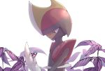  bisharp closed_mouth commentary_request gen_5_pokemon head_down highres holding holding_leaf leaf looking_down no_humans pokemon pokemon_(creature) qua solo white_background 