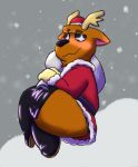  animal_crossing anthro black_nose blush boots capreoline cervid christmas christmas_clothing christmas_headwear clothing costume footwear glistening glistening_boots glistening_clothing glistening_eyes glistening_footwear hat headgear headwear holidays jingle_(animal_crossing) legwear male mammal nintendo reindeer sack santa_costume santa_hat slimecatt snow snowing solo thigh_boots thigh_highs video_games 