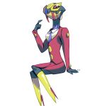  anthro anthrofied boots clothing fangs female footwear hi_res necktie nintendo pinkgermy pok&eacute;mon pok&eacute;mon_(species) reptile scalie seviper simple_background sitting snake solo suit video_games 