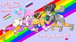  absurd_res anthro canid canine canis confusedkitty confusedkitty_(artist) devon domestic_cat domestic_dog felid feline felis flags girly group helsy hi_res lgbt_pride mainnm-e male male/male mammal poodle pride_colors wolf 