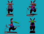  absurd_res accessory demon exercise female green_hair hair headband hi_res horn humanoid overweight overweight_female overweight_humanoid red_body simple_background sk8th solo treadmill workout zbrush 