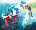  absurd_res anthro cetacean delphinoid duo eulipotyphlan fan_character female fiinel hedgehog hi_res male mammal marine sonic_the_hedgehog sonic_the_hedgehog_(series) tempest_the_dolphin toothed_whale 