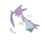  apios1 bat commentary creatures_(company) crobat flying full_body game_freak gen_2_pokemon highres looking_to_the_side nintendo no_humans number pokedex_number pokemon pokemon_(creature) red_eyes simple_background sketch smoke teeth white_background yellow_sclera 