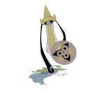  aegislash apios1 black_sclera blue_eyes commentary creatures_(company) floating full_body game_freak gen_6_pokemon grass highres holding holding_shield nintendo no_humans number one-eyed pokedex_number pokemon pokemon_(creature) shield simple_background sketch sword weapon white_background 