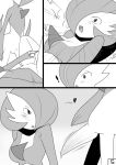  ! &lt;3 2013 anthro big_penis blush bodily_fluids breasts breath chest_spike comic duo erection female gallade gardevoir genital_fluids genitals grass greyscale lying male monochrome motion_lines nintendo on_back open_mouth penis plant pok&eacute;mon pok&eacute;mon_(species) precum pussy_juice pussy_juice_on_hand simple_background spikes spikes_(anatomy) standing standing_over surprise tapering_penis video_games yuu_h zoom_lines 