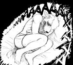  2020 anthro bed black_and_white bodily_fluids boxers_(clothing) canid canine canis clothing comic crying dream english_text eyes_closed furniture ghost_pupper&#039;s_boyfriend hi_res hladilnik male mammal monochrome nightmare on_bed screaming sketch solo tears text underwear wolf 