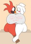  anthro avian bird blush bovid breasts caprine cardinal_(bird) clothing conjoined duo female goat hi_res mammal oscine passerine shirt skewedl0gic topwear 