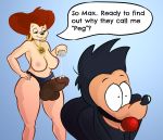  anal anal_penetration canid canine canis dildo disney domestic_dog domination english_text female female_domination goof_troop hi_res lordcuckness male male/female mammal max_goof peg_pete pegging penetration sex_toy strapon text toying_partner 