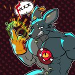  1:1 abs angry anthro biceps clothing croiyan gesture gloves handwear mad_rat_(character) mad_rat_dead male mammal middle_finger murid murine muscular muscular_anthro muscular_male pecs profanity rat rodent solo suggestive teeth 