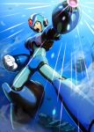  1boy android arm_cannon armor gloves green_eyes helmet highres hoshi_mikan male_focus open_mouth robot rockman rockman_x solo weapon x_(rockman) 