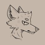  1:1 admiralbarley anthro bust_portrait canid canine eyebrows facing_aside half-closed_eyes hi_res line_art looking_at_viewer male mammal narrowed_eyes portrait simple_background solo 