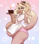 anthro beauty_mark cake clothing dessert female food hair hi_res solo spottedtigress 