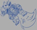  2020 after_vore anthro arcanine awoogasm belly big_belly bluemoon_the_lycanine bodily_fluids canid canine digital_media_(artwork) dragon duo feral fluffy fluffy_tail fur hand_on_stomach hi_res internal male male/male mammal neck_tuft nintendo pok&eacute;mon pok&eacute;mon_(species) scalie simple_background smile tuft video_games vore vox_(voxelcubed) 