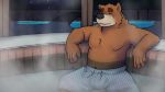  16:9 2019 anthro brown_bear brown_body brown_fur clothed clothing dean_(password) detailed_background eyes_closed fur grizzlesbear hot_tub humanoid_hands male mammal night password_(visual_novel) sitting slightly_chubby solo swimwear ursid ursine video_games visual_novel widescreen 