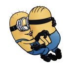  1_eye 2016 alpha_channel clothing cuddling despicable_me duo eyewear footwear french_kissing gloves goggles handwear humanoid humanoid_on_humanoid illumination_entertainment kissing male male/male minion_(despicable_me) not_furry overalls shoes simple_background tongue tongue_out transparent_background ubernerdmaster yellow_body yellow_skin 