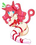  !! 1girl :d animal_ears ass bare_shoulders blue_eyes blush blush_stickers bound bound_legs breast_squeeze breasts bright_pupils budget_sarashi candy candy_cane candy_cane_hair_ornament cleavage commentary commission curled_tail drill_hair elbow_gloves english_commentary english_text eyebrows_visible_through_hair fang food food_themed_hair_ornament full_body gloves hair_ornament halphelt hand_up highres large_breasts legs_together looking_at_viewer lying naked_ribbon on_side open_mouth original paw_pose red_hair red_ribbon ribbon ribbon_bondage sarashi simple_background skin_fang smile solo tail thighhighs twin_drills twintails white_background white_gloves white_legwear white_pupils 