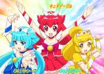  3girls :d breasts character_request commentary long_hair looking_at_viewer multiple_girls open_mouth original precure smile ueyama_michirou 
