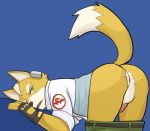  anthro anus backsack balls butt canid canine clothed clothing fingerless_gloves fox fox_mccloud genitals gloves handwear jrjresq male mammal nintendo pants_down partially_clothed presenting presenting_anus star_fox video_games 