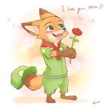  1:1 2017 absurd_res anthro canid canine clothed clothing disney ezumi_mh flower fox hi_res male mammal nick_wilde plant rose_(flower) solo uniform young zootopia 