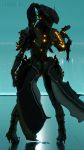  4k 9:16 absurd_res alien alien_humanoid armor clothed clothing dripping_pussy dripping_wet female genitals glowing glowing_genitalia glowing_pussy hat headgear headwear henrakio hi_res humanoid looking_back mesa_(warframe) pussy rear_view solo video_games warframe 