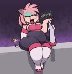  after_vore amy_rose anthro belly breasts burping chiropteran clothing eulipotyphlan female gloves hair handwear hedgehog mammal nom-sympony overweight overweight_anthro overweight_female pink_hair purple_background rouge_the_bat simple_background sitting slightly_chubby solo sonic_the_hedgehog_(series) thick_thighs tongue tongue_out vore 