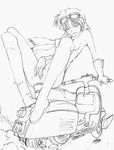  boots breasts censored erect_nipples flcl footwear gloves haruhara_haruko masturbation medium_breasts monochrome motor_vehicle naughty_face nude pussy pussy_juice scarf scooter short_hair smile spread_legs sweat vehicle vespa 