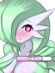  &lt;3 &lt;3_eyes 3:4 3_fingers big_breasts blush breasts collarbone eyelashes female fingers gardevoir green_hair guragura hair huge_breasts humanoid looking_at_viewer meme nintendo pok&eacute;mon pok&eacute;mon_(species) pregnancy_test pregnant red_eyes smile video_games 