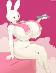  after_shower angstrom anthro beauty_mark big_breasts breasts controller convenient_censorship female hi_res huge_breasts lagomorph leporid mammal navel rabbit remote_control smile solo steam towel towel_only tv_remote water wet 