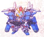  2020 blue_eyes chibi ex-s_gundam gun gundam gundam_sentinel holding holding_gun holding_weapon looking_to_the_side mecha no_humans science_fiction solo susagane v-fin weapon 