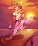  absurd_res anthro background_sky big_breasts breasts butt carrying cute_expression cute_eyes cute_face detailed_background duo felid feline female fluffy fluffy_tail frozenartifice fur hair hi_res larger_female leopard leopardus male male/female mammal muscular nude ocelot outside pantherine paws piggyback piggyback_postition sea seaside size_difference sky smaller_male smile snow_leopard spots sunset thick_thighs water 