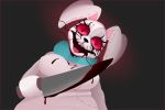  2020 absurd_res anthro big_bow_tie big_ears black_background black_nose blood blood_on_body blood_on_breasts blood_on_face blood_on_weapon bloody_knife bloody_mouth bodily_fluids bow_tie breasts buckteeth close-up eyebrows eyelashes female fingers five_nights_at_freddy&#039;s five_nights_at_freddy&#039;s:_security_breach hi_res knife lagomorph leporid long_ears long_whiskers looking_at_viewer mammal meacratsia multicolored_ears open_mouth pink_ears pink_tongue portrait rabbit red_background red_eyes red_sclera simple_background smile solo stitch_(disambiguation) teeth tongue vanny_(fnaf) video_games weapon whiskers white_body white_ears white_eyebrows 