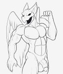  anthro arma_(demon&#039;s_crest) balls demon demon&#039;s_crest featureless_eyes fours_(artist) gargoyle genitals gesture male muscular muscular_anthro muscular_male nipples pecs penis pointing pointing_at_self solo wings 