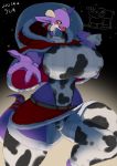  2020 4_fingers animal_print anthro big_breasts black_sclera blush breasts christmas clothed clothing cow_print curvy_figure dragon fdokkaku female fingers hi_res holidays horn huge_breasts japanese_text kemono legwear looking_at_viewer multicolored_body multicolored_scales open_mouth portrait purple_body purple_scales scales scalie solo text thick_thighs thigh_highs three-quarter_portrait two_tone_body two_tone_scales voluptuous white_body white_scales wide_hips yellow_eyes 