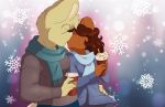  anthro breasts brown_body brown_fur brown_hair clothed clothing duo evon evon_allure evonallure female fur hair herodotus_dent kissing male male/female mammal murid murine rat rodent snow ursid yellow_body yellow_fur 
