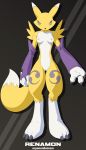  absurd_res blue_eyes breasts canid canine clothing digimon digimon_(species) female fur genitals gloves handwear hi_res looking_at_viewer mammal nude oryononilocram pussy renamon white_body white_fur yellow_body yellow_fur yin_yang 