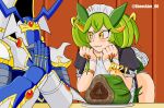  2021 animal_humanoid buster_blader clothed clothing dragon dragon_humanoid dragon_maid duo female gon_maid_parla hi_res human humanoid konami male male/female mammal parody sheecktor yu-gi-oh 